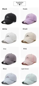 Collage of quick-dry baseball caps in eight various colors with premium embroidery detail