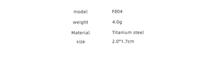 Spécifications détaillées des boucles d'oreilles F804 en acier titane avec taille et poids