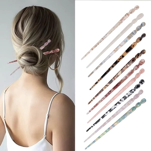 Set of 10 tortoiseshell acetate hair sticks in marble and floral patterns for elegant updos