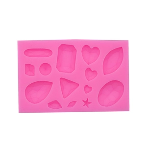 Rosa Silikonform mit verschiedenen Edelsteinformen für DIY Fondant und Schokoladendekoration