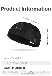 Detailed view of mesh miki hat with FEWK leather patch and size dimensions 55-60cm