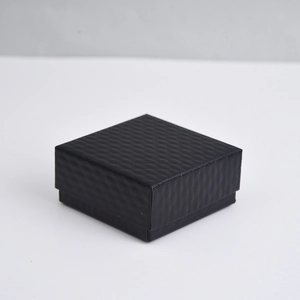 Elegant black square jewelry gift box with textured diamond pattern for necklaces