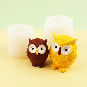 3D owl silicone mold for DIY plaster ornaments and chocolate craft with feather texture