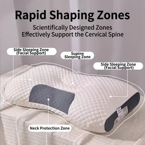 Ergonomic cervical massage pillow with breathable honeycomb mesh and functional sleep zones