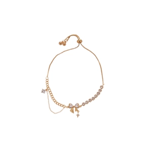 18k gold plated butterfly bracelet with zircon accents and adjustable slider clasp