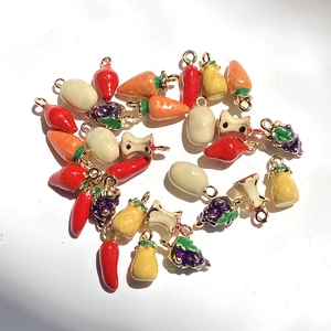 Colorful fruit and vegetable alloy oil drip charms for DIY jewelry making and crafts