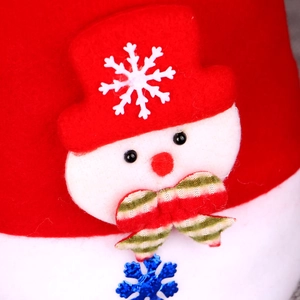 Velvet Christmas hat with a 3D snowman applique and festive snowflake sequin details