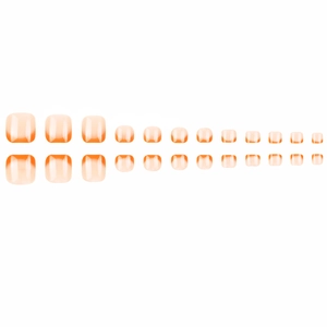 Glänzende orange-nude Farbverlauf-Fußnägel zum Aufkleben, 24er-Set für minimalistisches Design