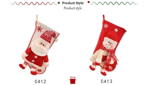Weihnachtsdeko Strumpf zum Aufhängen mit 3D Weihnachtsmann und Schneemann, süße Geschenktüte.