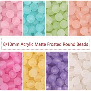 Frosted Acrylic Round Beads Transparent Matte Loose Spacers For DIY Jewelry Making Necklaces Bracelets Macaron Colors