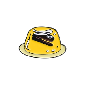 Cute yellow pudding jelly enamel pin with stapler design, creative office theme badge