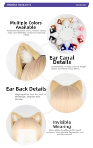 Detailed view of handmade plush cat ears with soft texture and diverse color options