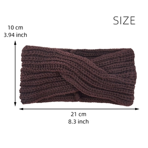 Guida alle taglie della fascia in maglia a treccia; misura 21 cm per 10 cm di altezza