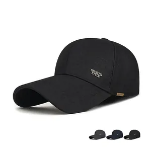 Men Baseball Cap Extended Brim Sun Protection Outdoor Sport Polyester Adjustable Metal Decoration Casual Fashion Hat