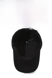 Detail view of winter baseball cap with internal thermal ear flaps and fleece lining