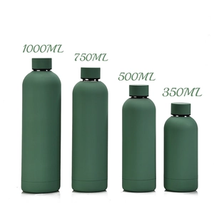 Matte dark green 304 stainless steel insulated bottles in 1000ml 750ml 500ml 350ml sizes