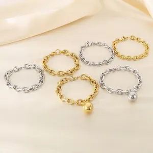 Bracciale A Catena In Acciaio Inossidabile Di Moda Gioielli Punk Minimalisti Unisex Regalo Con Chiusura A Moschettone