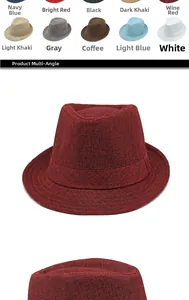 Multi-angle view of various colors of breathable woven fedora hats for sun protection