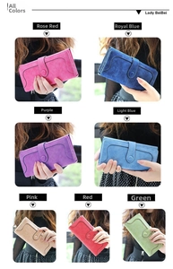 Collage de carteras largas para mujer en cuero mate en siete colores vintage vibrantes