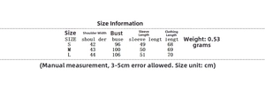 Size chart for women's feather trim blazer set showing detailed measurements in centimeters