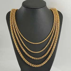 Stainless Steel Keel Chain Necklace 18K Gold Plated Wheat Chain Hip Hop Personalized Jewelry For Men Women