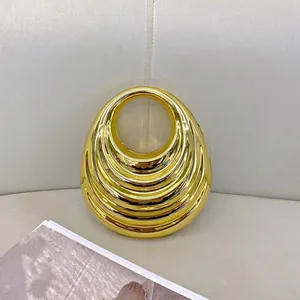 Acrylic Mirror Metallic Handbag Irregular Ripple Texture Round Handle Retro Elegant Crossbody Evening Bag For Women