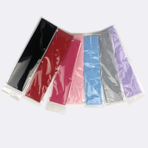 Breathable seamless yoga headbands in various colors with ribbed fabric and packaging