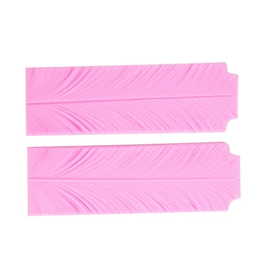 Pink silicone feather texture mold set for fondant cake decorating and clay art craft