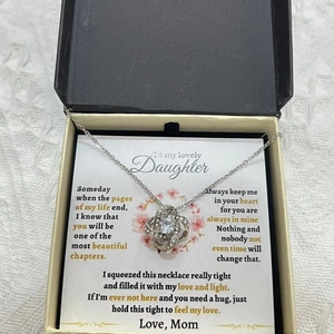 Elegant knot necklace with zircon in a premium flip gift box for daughter