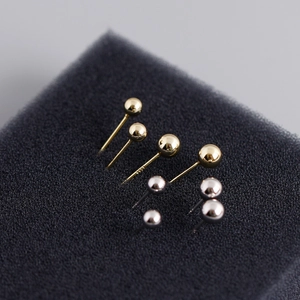 S925 sterling silver minimalist round ball stud earrings in gold and silver finish