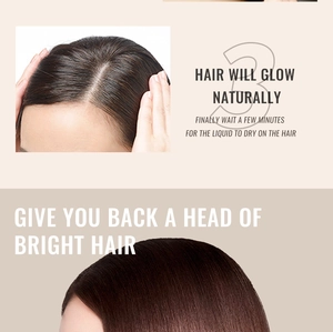 Detail showing natural hair glow and quick-dry effect after applying root touch-up liquid
