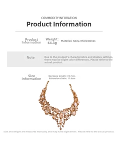 Spécifications de taille du collier en V avec strass et boucles d'oreilles assorties