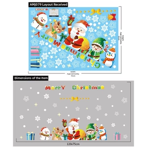Christmas window stickers detail showing layout and dimensions of Santa and reindeer decals