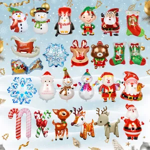 Christmas Aluminum Foil Balloons Reusable Self Sealing Santa Snowman Reindeer Shape Holiday Party Home Decoration
