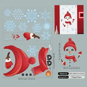 Detailed view of 23-piece Christmas snowman wall decals set for holiday home decoration