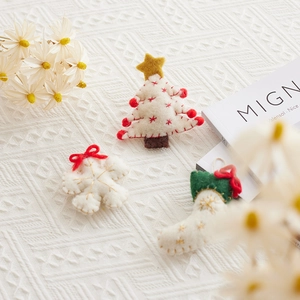 Handmade wool felt Christmas tree snowflake and stocking ornaments for DIY festive decor