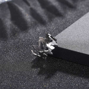 Adjustable silver butterfly chain ring in polished stainless steel for men and women