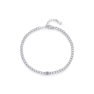 Minimalist S925 sterling silver bracelet featuring a brilliant round cut moissanite stone