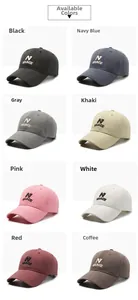 Detail grid showing eight colors of cotton baseball caps with N GRACE embroidery