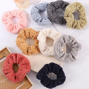 Solid Color Knitted Scrunchies Ribbed Waffle Fabric Elastic Hair Ties Autumn Winter Korean Style Ponytail Holder For Women