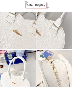 Détails du sac à main blanc en forme de cœur avec motif crocodile et logo doré