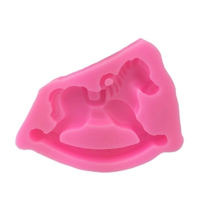Pink food-grade silicone rocking horse mold for creating decorative hanging crafts