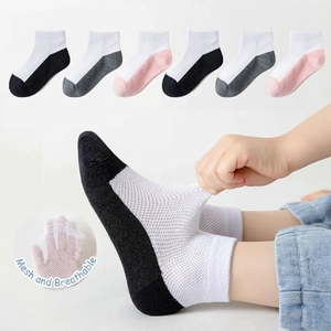 Kids Mesh Socks Breathable Cotton Blend Anti Slip School Student Socks For Boys Girls Toddlers