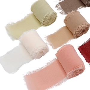 Handmade frayed edge chiffon ribbon in vintage Morandi colors for gift wrapping