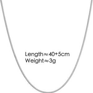 Minimalist silver stainless steel snake bone chain necklace length 40+5cm weighing 3g