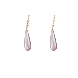 Eleganti orecchini in argento placcato oro con perle e zirconi in stile vintage francese