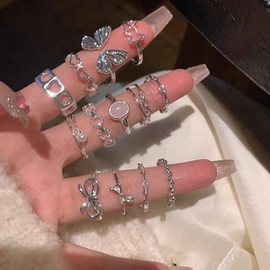 Fashion Adjustable Open Rings Copper Silver Gold Plated Heart Bow Artificial Pearl Gemstone Jewelry For Women