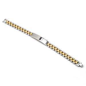 Classic two-tone gold and silver stainless steel watch strap style link bracelet