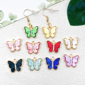 Pendentifs et boucles d'oreilles papillon colorés avec strass pour création de bijoux DIY
