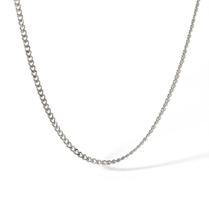 Polished silver stainless steel Cuban link chain necklace with smooth metal surface